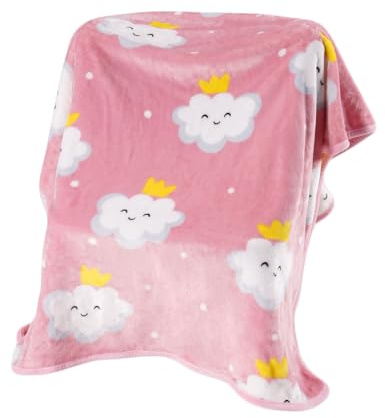 TILLYOU Toddler Flannel Blanket - Warm Cozy Baby Blanket for Boys and Girls, Smooth Cute Lightweight Blanket for Bedding Crib Stroller, 40x50 Inches, Pink Cloud
