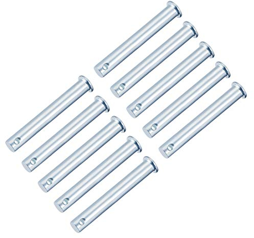 sourcing map 10 Stück Steckbolzen Einloch Gabelbolzen 10mm x 80mm Splintstift Flachkopf verzinkter Stahl Lochbolzen