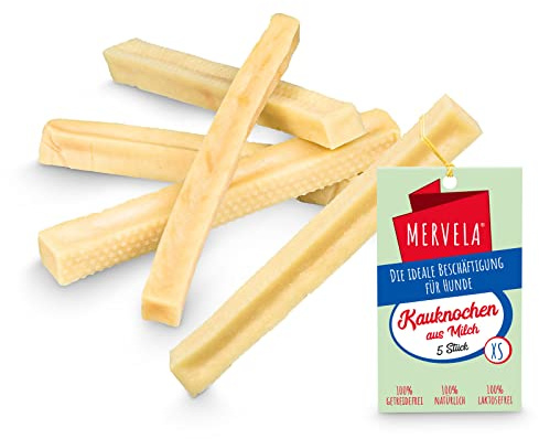 MERVELA® Kaukäse für Hunde | 5 * 30 Gramm | Käseknochen | Beschäftigung & Belohnung | Käsestangen | Harter Yak Käse Hund | Himalayan Cheese Bones | Langer Kauspaß