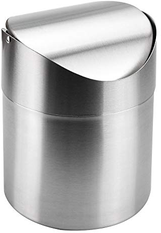 CODIRATO Mini Cestini da Scrivania Pattumiera da Tavolo in Acciaio Mini Pattumiera per Sapazzatura con Coperchio per Ufficio Casa(12 * 12 * 16.5CM, 1.5L)