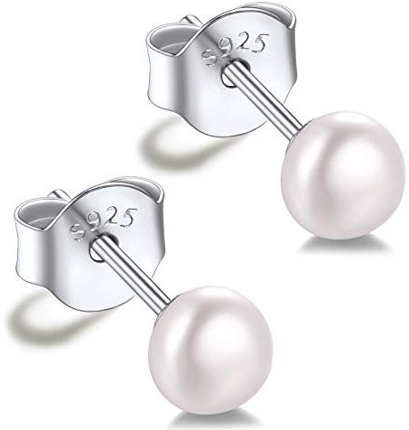 Silvora Süßwasser Zucht Brot Perle/Barock geformte Perle Ohrstecker Hängend Perlen Ohrhänger Klassische Perlen Ohrstecker Ohrklemme für Damen Frauen Mädchen