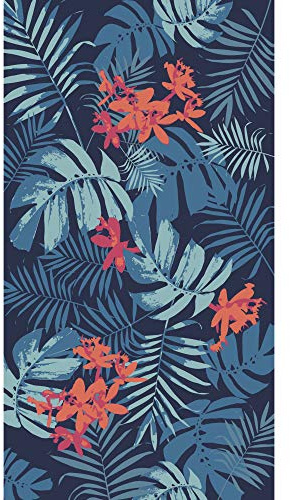 Venilia Anti-Rutsch Teppich exotische Blumen Design, PVC-Weichschaumteppich, Küchenmatte, Bodenmatte, Vinyl Teppich, Küchenläufer, Bodenschutz, 65 x 120cm