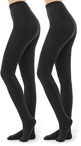 WAKUNA 2 Paar Damen 100D blickdichte Fleece gefütterte Winterstrumpfhose | All Day Comfort Fit，Durable Wear-resistant，Skin-friendly & Breathable