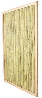 Bambuszaun Koh Samui 2 180 x 90cm aus dünnen Bambusrohren mit 1,8-2cm Durchmesser im hellen Rahmen - Bambus Sichtschutzwand gerahmt 1,8m x 0,9m