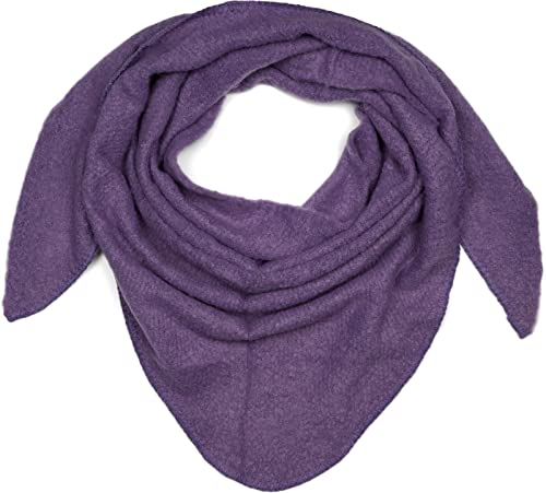styleBREAKER Damen Großer Strick Dreieck Schal einfarbig meliert | Weiches warmes Winter Dreiecktuch | Strickschal aus Viskose Wolle für kuschlige Looks, Farbe:Lila