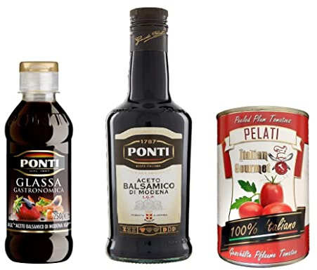 Aceto Balsamico di Modena g.g.A. Essig & Crema Set, 1 x 500ml + 1 x 200ml | Agrodolce, dickflüssig-süßsäuerlich; ideal für insalate, formaggi, Fleisch, Erdbeeren, Marinaden, Gesamtnettogewicht 500 ml