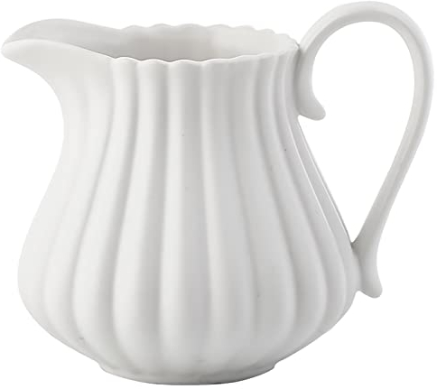 HTian Jarra de Crema de 7.3 onzas, Tarro de Crema de café de Porcelana Blanca con asa, Restaurante hogar pequeño lechera (Color : White)