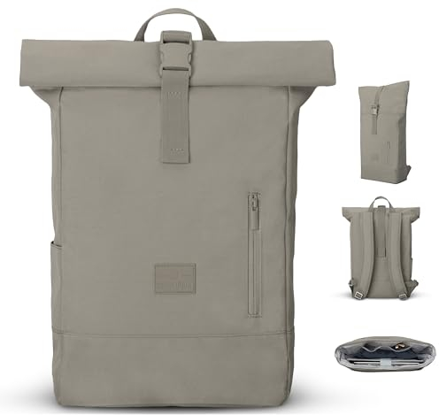 Johnny Urban Rucksack Damen & Herren Grau - Robin Medium - Rolltop Mit Laptopfach für Uni Business Fahrrad - 15L - Nachhaltig - Wasserabweisend