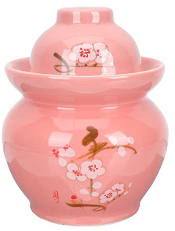 Cabilock Gärtopf Keramik Gurkentopf Sauerkrauttopf Einlegetopf Rumtopf Einmachtopf Tontopf Vorratsdosen Luftdicht Vorratsbehälter für Sauerkraut Essiggurken Kimchi Gemüse Lebensmittel Behälter