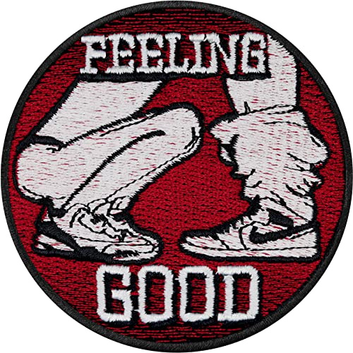 Parches ropa termoadhesivos Feeling Good - Parche de felicidad oral para coser/planchar, aplicación con bordado para motociclistas para todo tipo de telas - 80x80 mm
