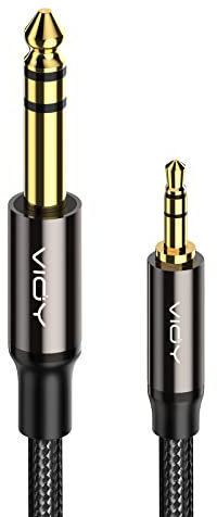 VIOY 3.5mm to 6.35mm TRS Stereo Audio Jack Cable[2 M], 6.35mm 1/4 Inch Male to 3.5mm 1/8 Mini Jack Male Long Aux Cable Adapter Compatible for Laptop, Home Theater Devices, Amplifiers