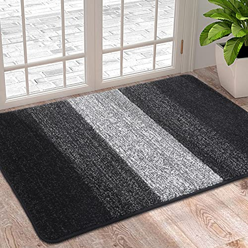 Homaxy Schmutzfangmatte Innen, rutschfeste Fußmatte, Maschinenwaschbare Robust Fussmatte Saugstarke Türmatte für Hund, Eingang, Haustür (50 x 80 cm, Schwarz)