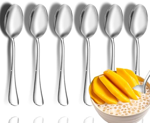 Teskedsset, 6 delar 17 cm skedar silver, premium livsmedelsklassad 18/10 teskedar i rostfritt stål, metalldessertsked, hållbart köksskedsset, spegelfinish och diskmaskinssäker