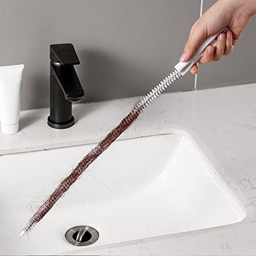 Sewer Hair Cleaner, 2 Pcs Sink Cleaning Pipe Brush, Flexible Sink Unblocker Drain Unblocker Tube Brush Household Sewer Dredging Tool Hair Catcher for Bathroom Kitchen Refrigerator-45cm