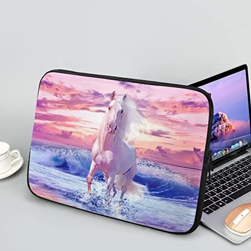 Showudesigns White Horse Housse de protection légère pour ordinateur portable de 12 pour femme - Facile à nettoyer - Rose ciel