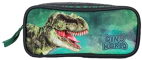 Depesche 12508 Dino World - Schlampertasche im Dinosaurier-Design, Federmäppchen mit 2 Fächern