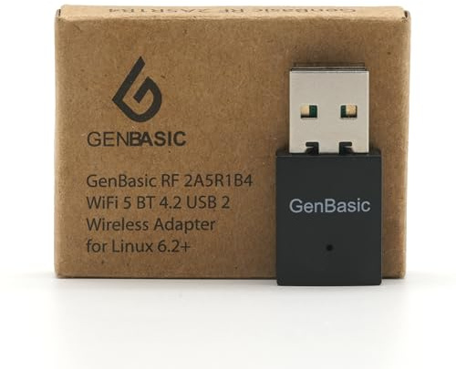 GenBasic WiFi 5 Bluetooth BT4 USB Mini Wireless Network Dongle Adapter for Linux 6.2+
