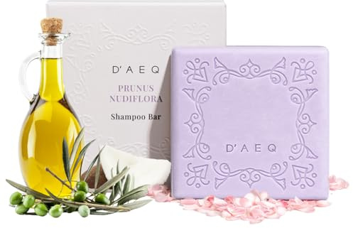 D’AEQ Shampoo Bar w/Jeju Cherry Blossom Scent | Gentle Deep Cleanser Infused w/Argan Oil & Coconut Oil, Natural Shine for All Hair Types | Silicone-Free & Sulfate-Free | Made in Korea | 3.0oz