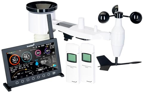 Levenhuk Wezzer PRO LP500 Digitale Wetterstation mit Uhr, Kalender, Thermometer, Barometer, Hygrometer, Anemometer, Regenmesser Erweiterter Wettervorhersage, WLAN und 9-in-1-Fernsensor
