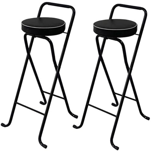 80cm/32pollici Sgabello da Bar ad Altezza Contatore con Schienale, Sedia Sgabello Alto da Cucina Portatile Pieghevole, Seduta Imbottita Sedia Sgabello per Cucina Isola Viaggio Indoor Outdoor (Color :
