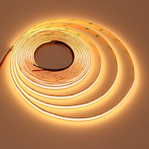 JOYLIT 24V COB LED Streifen Warmweiss 5M 120° Innen, 384LEDs/M 2700K Light Strip Dimmbar CRI 90+ 10W/M Hell Selbtklebend Licht Band für Schlafzimmer, Wohnzimmer, Büro, Hotel