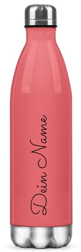 PR Print Royal Edelstahl-Trinkflasche mit Name personalisiert - Thermosflasche, Wasserflasche BPA-frei, Geschenke für Outdoor-Fans | Personalisiertes Geschenk, Pink, 500 ml