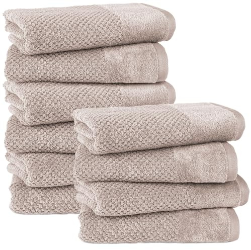 Pure Label Handtuch 50x100cm 10er-Pack aus 100% Baumwolle - Stein | Waschbar bis 60°C, trocknergeeignet - weich & saugstark