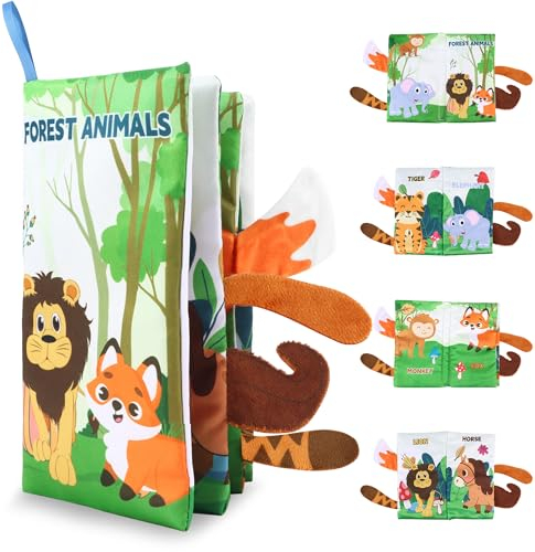 JSMTKJ Babybuch Baby Stoffbuch Buch Spielzeug 6 Monate Bilderbuch Stoffbücher Kinderwagen Neugeborene Spielzeug ab 0 3 6 Monate Baby Bücher Quiet Book Geschenk für Jungen Mädchen