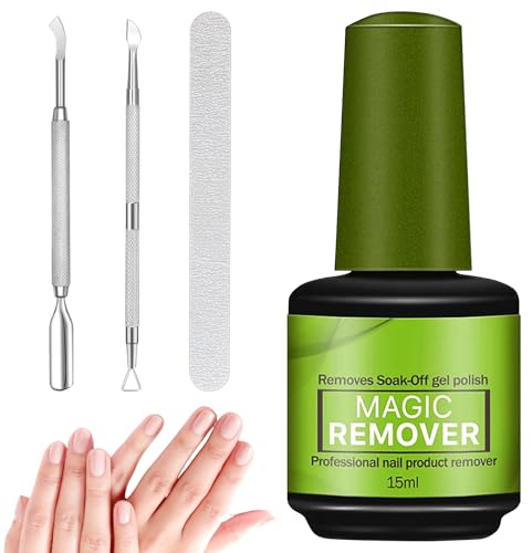 Nagellackentferner, Gelnägel Shellac Entferner Remover, Gel Nagellack Entfernung mit Nagelfeile & Nagelhautschieber, Entfernt Schnell und Einfach Gelnägel, Schadet Dem Nagel Nicht
