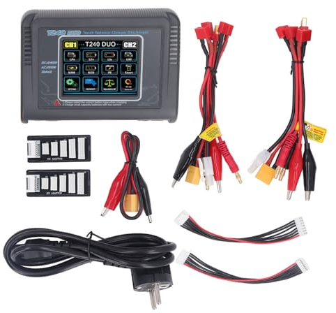 Alomejor Lipo-Akku-Ladegerät für RC-Cars, 100 Bis 240 V, Aufladen, Multifunktionales Lithium-Ladegerät mit Touchscreen, Unterstützt Mehrere Akkus (EU-Stecker)