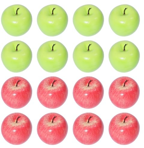 CHGCRAFT 16 Stück Künstliche Lebensechte Rot Grün Apfel Deko Künstliche Früchte Simulation köstliche Äpfel Obst Party Festival Dekoration