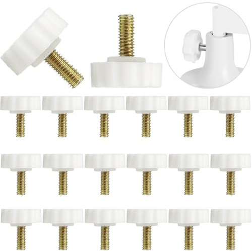 Tornillo de pulgar roscado M5 – 20 unidades blanco M5 12 mm tornillos redondos de cabeza plana, mango moleteado montaje tornillo de pulgar, botones de sujeción