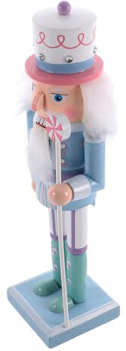 Garneck Figura Dello Schiaccianoci Di Natale in Legno Decorazione Natalizia Tradizionale 25 Cm Colore Blu Per Soggiorno e Camera Da Letto