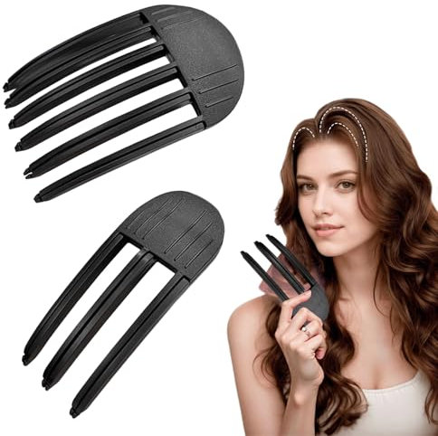 2 Stück Volumenclip, Volumenclip für Den Haaransatz, Ansatz Volumen Klammer, Natürliche Nahtlose Haarspangen, Feste Stirnhaarnadel Haar, Volumen Clips Haarstyling Werkzeuge (Schwarz)