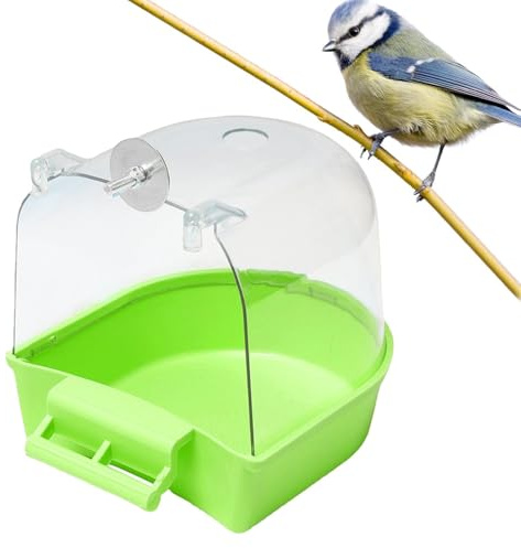 Papageien-Badewanne – Transparente Vogeltränke für Käfig, Vogeltränke Box, Papageien-Badewanne Box für Käfig | Problemlose Bewässerung von Sittichen Vogelkäfig Zubehör, Käfig-Baderohr-Duschbox für