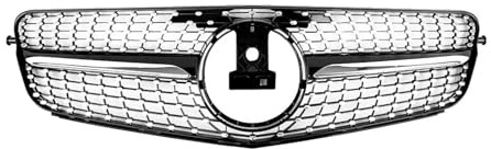 Glänzendes Schwarz Den Frontstoßstangengrill Im Für GTR-Stil Für Benz C-Klasse W204 C180 C200 C350 2008–2014, Chrom-Silber-Diamanten-Grill Auto Kühlergrill Front Kühlergrille(Diamonds-Black)