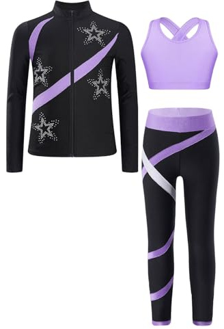 Sinleey Trainingsanzug Mädchen Sportanzug Sport Yoga Jogginganzug C Helles Lila 146-152