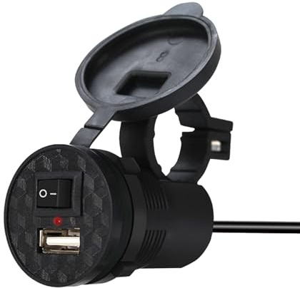 Caricatore rapido per telefono USB – 12 V porta – Adattatore per moto, test di corrente impermeabile | manubrio compatto – Mount Fast Socket, spina di ricarica rapida per GPS, Action CAM o dispositivo