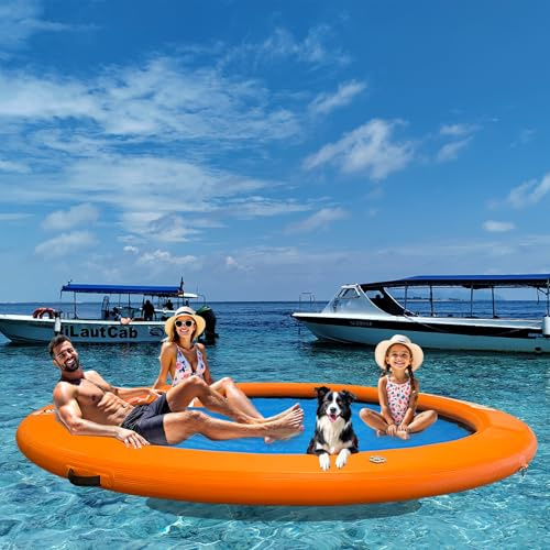 Dock Flottant Gonflable, hamac à Eau Gonflable, ∅245/185 cm, île Aquatique, Plate-Forme Flottante, bouée pour Piscine et lac (245cm)