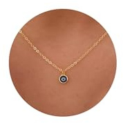 PRTGL Dainty Necklace - 14K Gold Plated/White Gold Plated Infinity Evil Eye Anky Butterfly Cowboy Boot Sun Moon Heart Necklace for Women