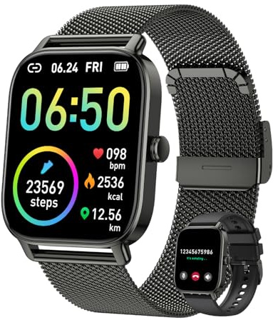 Smart Watch for Men Women Fitness: Running Make Answer Call Digital Mens Watches Waterproof Smartwatch for Android Phone iPhone Samsung Compatible Pedometer Step Tracker Sleep SpO2 Heart Rate Monitor