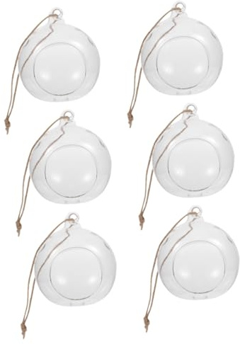 LOLIPPYY 6 pezzi Portacandele Tealight in Vetro da Appendere con Corda Palline di Vetro per Decorazioni DIY Centrotavola e Vasi da Muro Facili da Pulire e Resistenti
