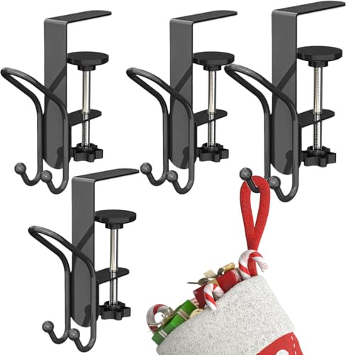 Halterung für Weihnachtssocken, 4 Stück, Metallhaken für Kamin, Socken und Girlanden, dekoratives Zubehör für Hotelpartys, Apartments, Vermietungen, Restaurants