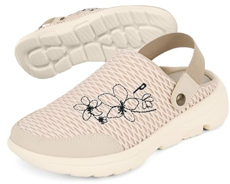 PERLETTI Ciabatte Sneakers Donna Slip On Ultra Leggere - Pantofole Comode con Rete Quattro Stagioni (Burro, Sistema Taglie Calzature EU, Adulto, Numero, Media, 40)