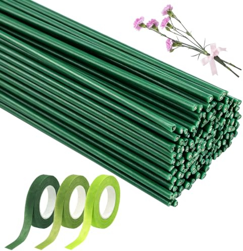 Kit de 150 Piezas Alambre Floral con 3 Rollos de Cintas Florales