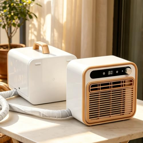 Gavscient Mini Climatiseur Split 5000 BTU, Refroidisseur Portable à Double Tuyau, sans Kit Fenêtre pour Camping-Car, Unité Silencieuse avec Minuterie pour Caravane 1m-WirelessVersion