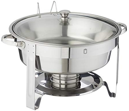 METRO Professional Speisenwärmer mit Glasdeckel | rund | 5 Liter | Chafing Dish | Warmhaltebehälter Edelstahl | Rechaud | Buffetwärmer | Wärmebehälter | für gewerblichen Einsatz