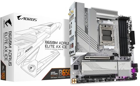 GIGABYTE B650M AORUS Elite AX Ice AM5 LGA 1718 Carte mère AMD B650 M-ATX DDR5, 2 x M.2, PCIe 5.0, USB 3.2 Gen2X2 Type-C, 2,5 GbE LAN, Q-Flash Plus, EZ-Latch