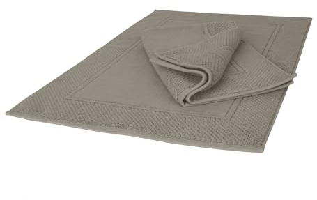 Ruggeri - Set 2 Tappeti Bagno 50x80 cm - 100% Cotone Extra Morbido - Collezione Let's Color! (Tortora)