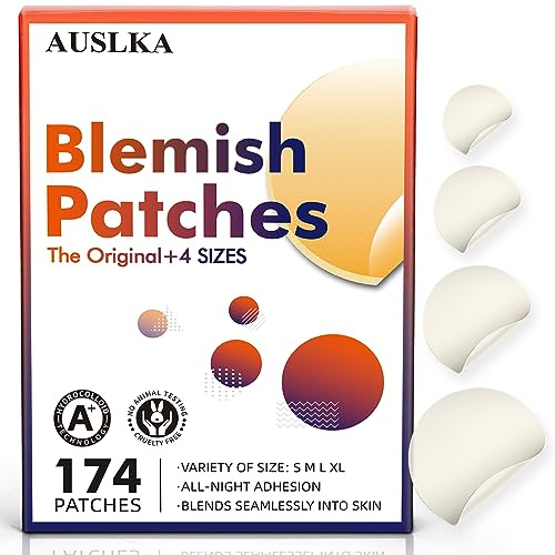 AUSLKA Pickel Patches -174 Stücke - Hydrokolloid Pickel Patches mit Teebaumöl, Pickel Pflaster, Wasserdicht und Atmungsaktiv Absorptions Abszess Blemish Sticker